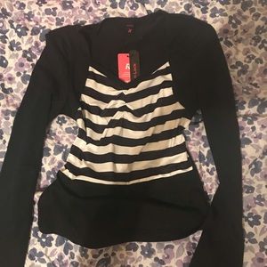 Grunge long sleeved black and white stripped shirt